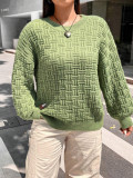 Cumpara ieftin Pulover din tricot, cu maneca lunga, verde, dama, Shein