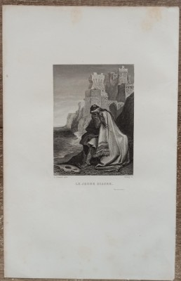 Le jeune diacre// gravura de carte sec. XIX, A. Johannot pinx foto