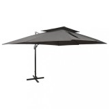 VidaXL Umbrelă &icirc;n consolă cu &icirc;nveliș dublu, antracit, 400x300 cm