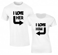 Set tricouri pentru cupluri I love Her COD ST030 foto