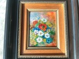LIMOGES tablou BUCHET de FLORI UNIC semnat LUCIE DADAT pictat manual in EMAIL manopera EXCEPTIONALA de colectie FRANTA