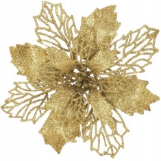 Set 10 ornamente pentru bradul de Craciun, stea Poinsettia, 16cm, galben auriu Household NewTrend