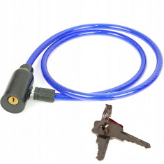 Antifurt pentru bicicleta cu 2 chei, 80 cm, cablu de 3 mm, albastru