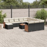 Gossi set mobilier de gradina cu perne, 13 piese, negru, poliratan