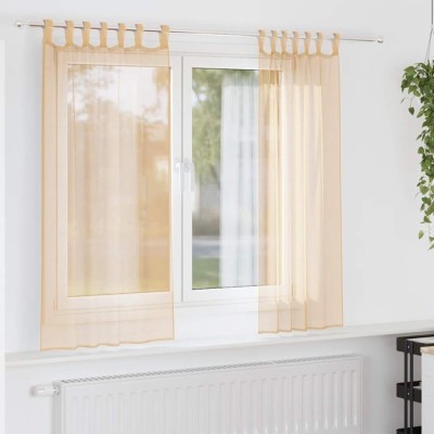 vidaXL Perdele Voile cu buzunare pentru bare 2 buc Nisip foto