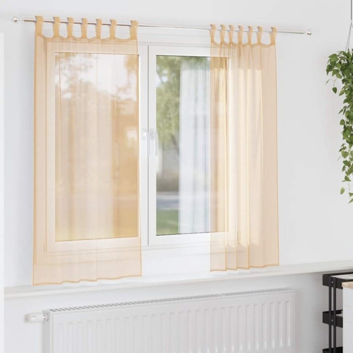 vidaXL Perdele Voile cu buzunare pentru bare 2 buc Nisip