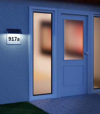 Numar de casa LED cu incarcare solara, Alb, Cifre 0-9, Litere A-H foto