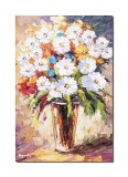 Cumpara ieftin Tablou vaza cu margarete pictat manual, Puritate, 60x40cm ulei pe panza in cutit efect 3D, Razvan Ungureanu