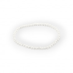 Bratara elastica din perle de sticla Crisalida, 17 cm, Alb