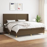 Cumpara ieftin Pat box spring cu saltea, maro &icirc;nchis, 200x200 cm, textil