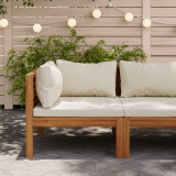 Canapea modulara de colt cu perne alb crem, lemn de acacia GartenMobel Dekor, vidaXL