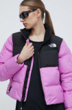 Cumpara ieftin The North Face geaca CROPPED SAIKURU femei, culoarea violet, de iarna, NF0A853MUHO1