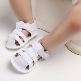 Cumpara ieftin Sandalute albe inchise in fata pentru baietei (Marime Disponibila: 3-6 luni