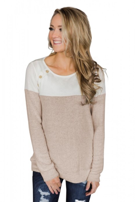L571-1522 Bluza cu maneca lunga si decolteu rotund