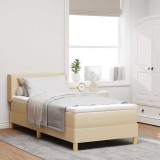 Cumpara ieftin Pat cu arcuri cu headboard Manual Crem 200 x 80 cm tesatura