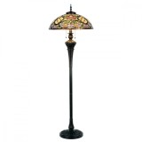 Lampadar cu baza din polirasina maro si abajur sticla Tiffany &Oslash; 55 cm x 150 h