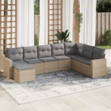 Gossi set canapele de gradina, 8 piese, cu perne, bej, poliratan
