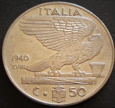 Moneda ISTORICA 50 CENTESIMI - ITALIA FASCISTA, anul 1940 *cod 3508 foto