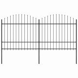 Gard de grădină cu v&acirc;rf suliță, negru, 3,4 m, oțel