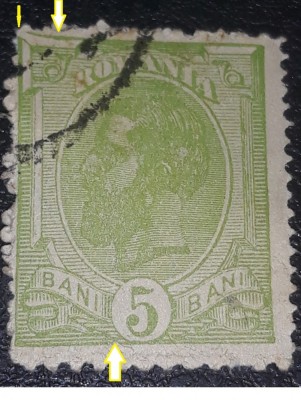 EROARE ROMANIA 1900, CAROL I, spic de grau 5 bani verde cadru sparT foto