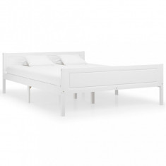 vidaXL Cadru de pat, alb, 140x200 cm, lemn de pin masiv
