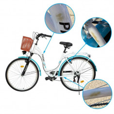 Bicicleta dama, roti 28 inch, 7 viteze Shimano, V-Brake, cos, portbagaj, RESIGILAT foto