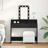 VidaXL Masă de toaletă cu LED, stejar negru, 100x41x140 cm