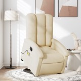VidaXL Fotoliu masaj rabatabil cu ridicare, crem, material textil