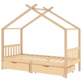 Cumpara ieftin Cadru de pat de copii, cu sertare, 90x200 cm, lemn masiv de pin