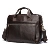 Geanta laptop 15,6', BUSY LDY&GTM® Dark, piele naturala, servieta unisex, multiple compartimente, maro inchis