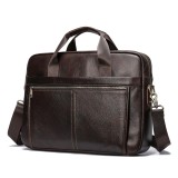 Geanta laptop 15,6&#039;, BUSY LDY&amp;GTM&reg; Dark, piele naturala, servieta unisex, multiple compartimente, maro inchis