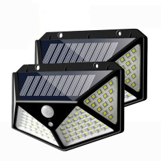 Set 2 Lampi ULTRA 100 LED Solare cu senzor de miscare si lumina 3 moduri ILUMINARE foto