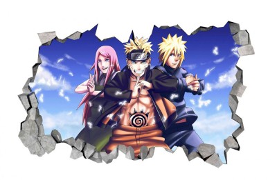 Sticker decorativ, gaura in perete 3D, Naruto, 85 cm, 1054TK-2 foto