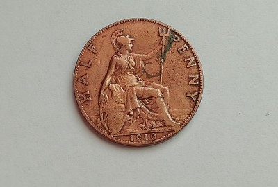 M3 C50 - Moneda foarte veche - Anglia - Half penny - 1910 foto