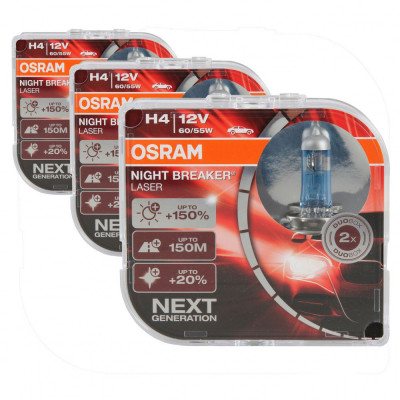Set 6 Buc Bec Osram H4 12V 60/55W P43t Night Breaker Laser Next Gen +150% Up To 150M 64193NL-HCB foto