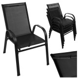 Set 4 scaune de gradina Gardlov, stivuibile, negre, 150 kg