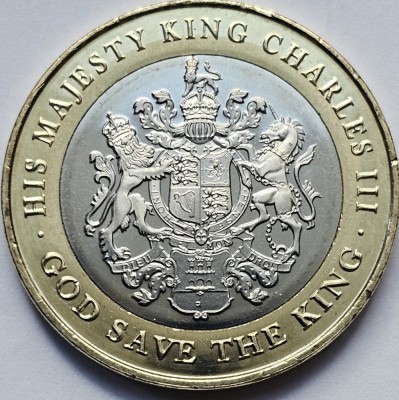 Monedă 2 pounds 2023 Gibraltar, Coronation of King Charles III , unc foto