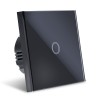Resigilat Intrerupator Smart Touch Techstar&reg;, Wireless 2.4GHz, Sticla Securizata, Design Modern, Iluminare LED, 1 Faza, Negru