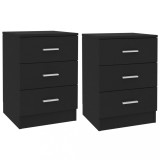 VidaXL Noptiere, 2 buc., negru, 38 x 35 x 56 cm, PAL