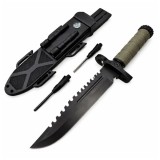 Cumpara ieftin Cutit cu amnar si ascutitor , 32 cm DEPOX&reg; , teaca multifunctionala, verde military