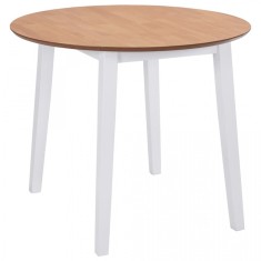 Masa de bucatarie extensibila, rotund, MDF, alb foto