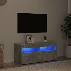 vidaXL Comodă TV cu lumini LED, gri beton, 90x35x40 cm 804386