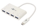 Hub USB Goobay 66274, 4x USB A + USB C, USB 3.0 5Gbps Alb PnP
