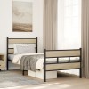 Cadru Pat Metalic vidaXL Stejar Sonoma 80x200 cm Negru Maro Somiera
