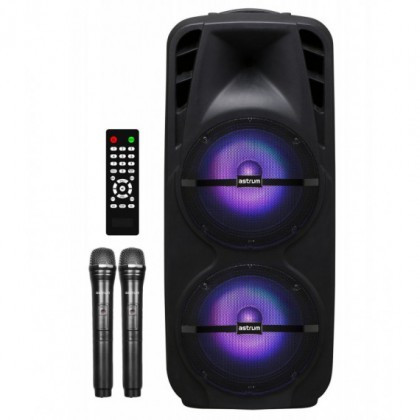 Boxa Troliu Multimedia, Karaoke, 80W, cu 2x microfoane, Astrum TM220