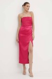 Bardot rochie YANA culoarea roz, midi, mulată, 59217DB