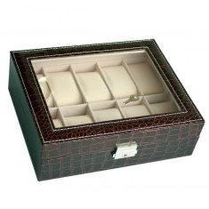 Cutie caseta eleganta depozitare cu compartimente pentru 10 ceasuri, imprimeu... foto