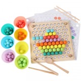Joc de sortare si indemanare cu bile si bete multicolor din lemn 310338 CWT