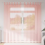 VidaXL Perdele Voile cu buzunare pentru bare 2 buc Roz