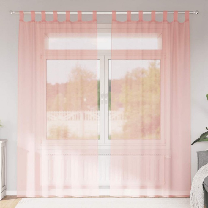 vidaXL Perdele Voile cu buzunare pentru bare 2 buc Roz 4102198